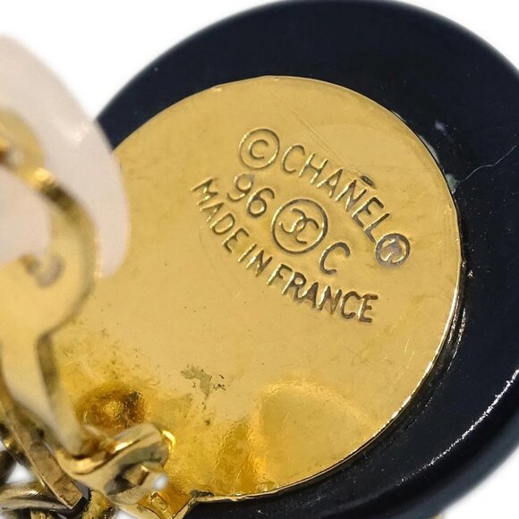 Chanel Artificial Pearl Dangle Earrings Clip-On Gold 96C - Picture 4 of 4